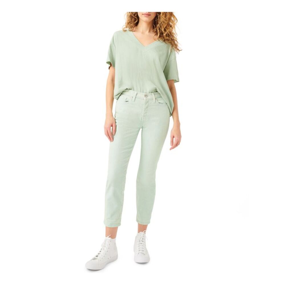 7 FOR ALL MANKIND Womens Skinny Jeans Green Stretch Zippered Pocketed Juniors 32